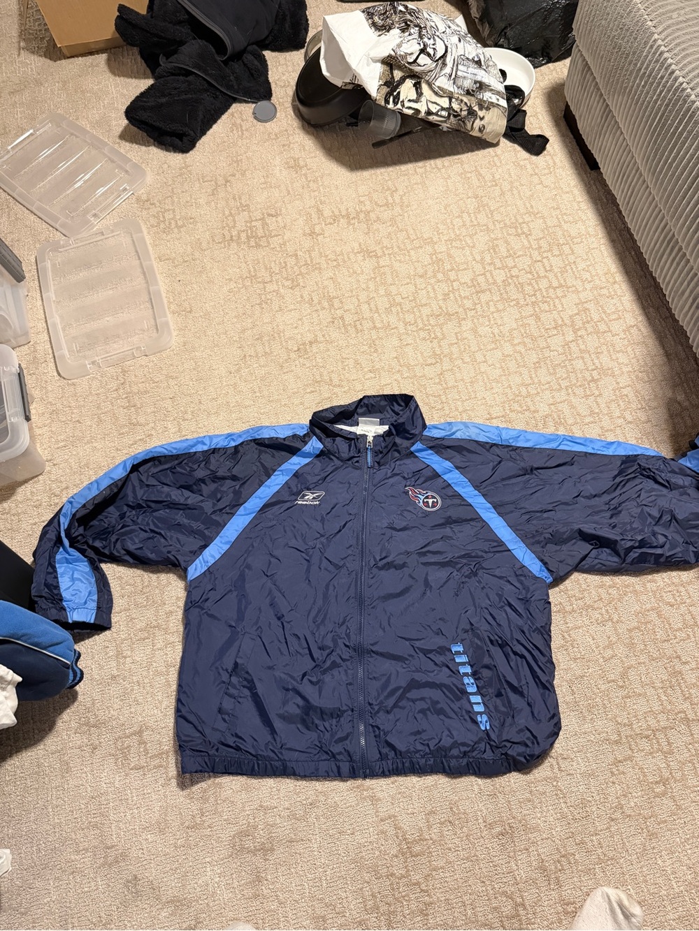 Reebok Men's Navy and Light Blue Windbreaker Jacket